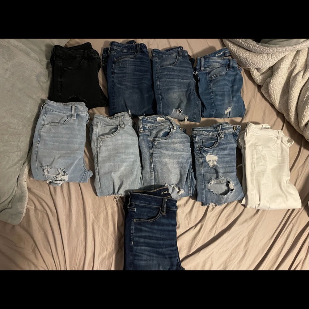 ($150 for all 10 pairs) AE jeggings
